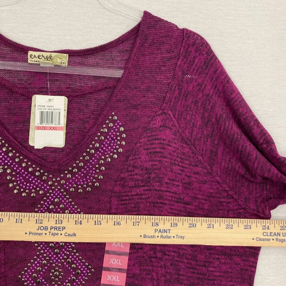 New One World Purple Mulberry Embellished Soft Knit Tunic Sweater XXL - Picture 6 of 9